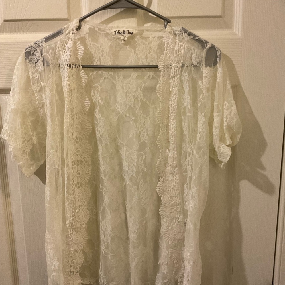 Joie & Joy Girls' Cream Lace Kimono Top